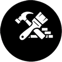 Tools for construction and painting icon