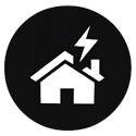 Power outage icon with house and lightning bolt